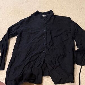 Women’s flax Black Button-Up Shirt